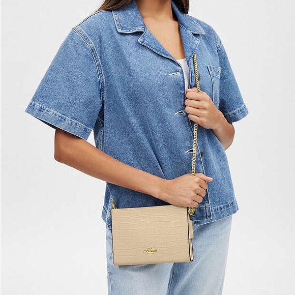 COACH Slim Crossbody BAG CROC CR237 Ivory Leather Authentic NEVER USED - Picture 2 of 9